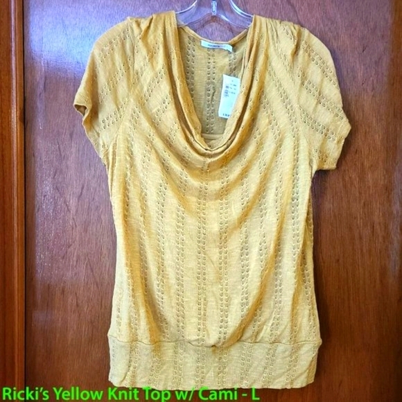 *3 for $30* MUSTARD Yellow Knit Top w/ Cami - Picture 1 of 1